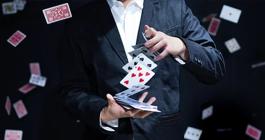 Magician performing card tricks